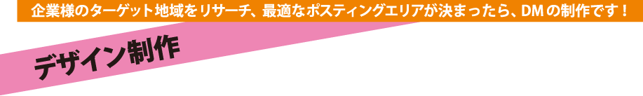 企業様のターゲット地域をリサーチ、最適なポスティングエリアが決まったら、DMの制作です！